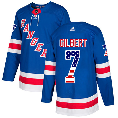 Adidas Rangers #7 Rod Gilbert Royal Blue Home Authentic USA Flag Stitched NHL Jersey - Click Image to Close